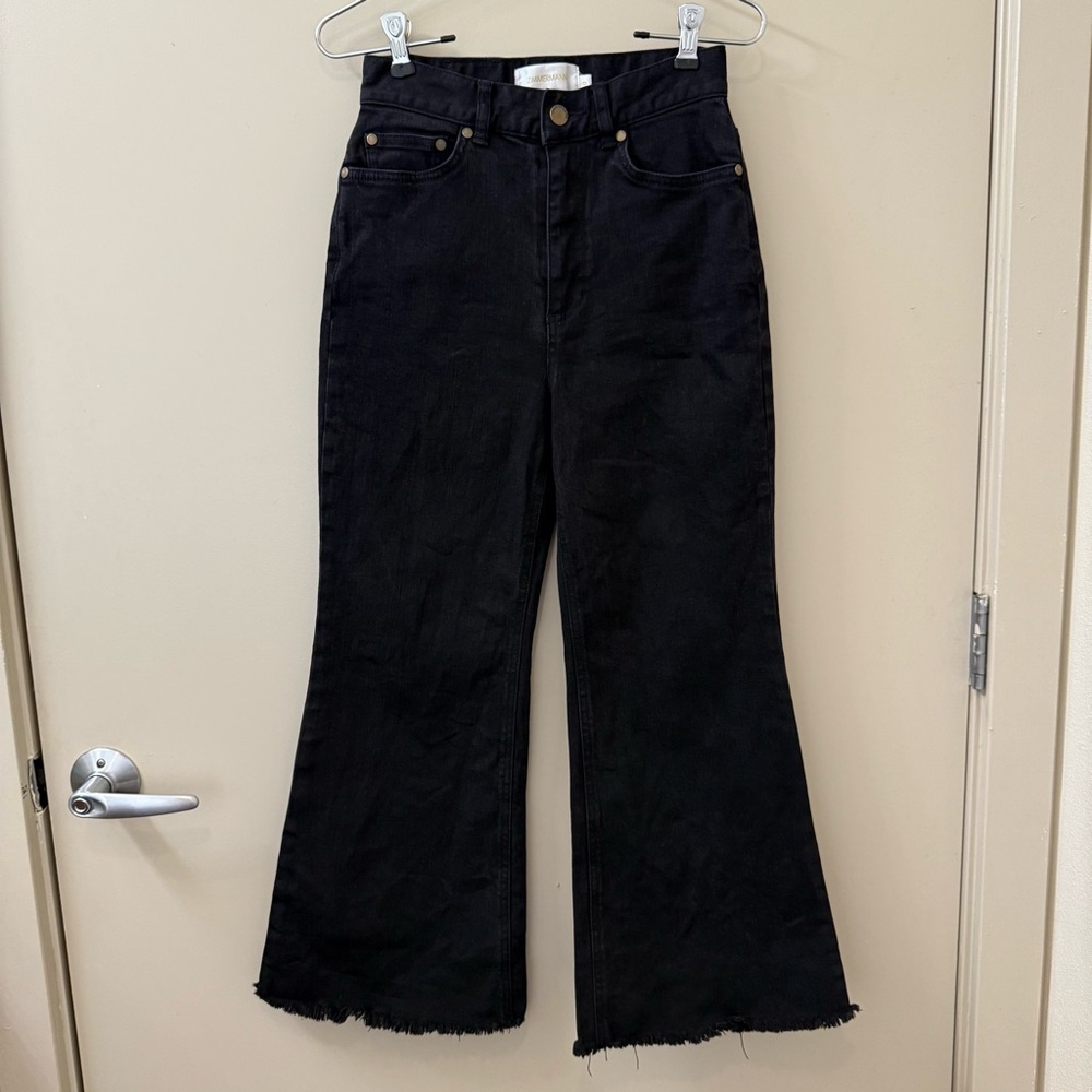 Zimmermann Flare crop high waisted Jeans in black denim size 0